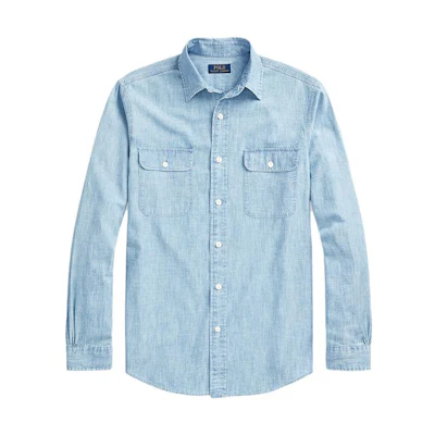 Polo Ralph Lauren FW23 Logo Print Button-Up Long Sleeve Shirt Blue Mens. MNPOWOV16823095-999