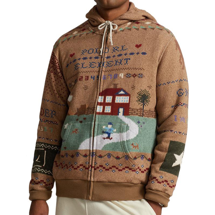 Polo Ralph Lauren FW23 Men’s Colorblock Hoodie Brown Multicolor Print Full Zip. MNPOKNI16823185-200 圖 5