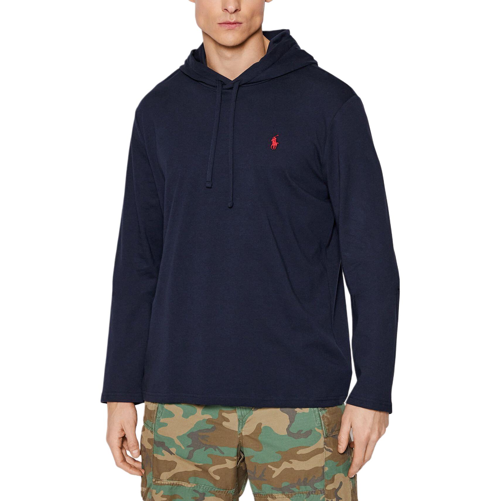 Purchase 폴로 랄프 로렌 FW23 네이비 블루 후드 풀오버 긴팔 스웨트셔츠 남성용 710847203-013