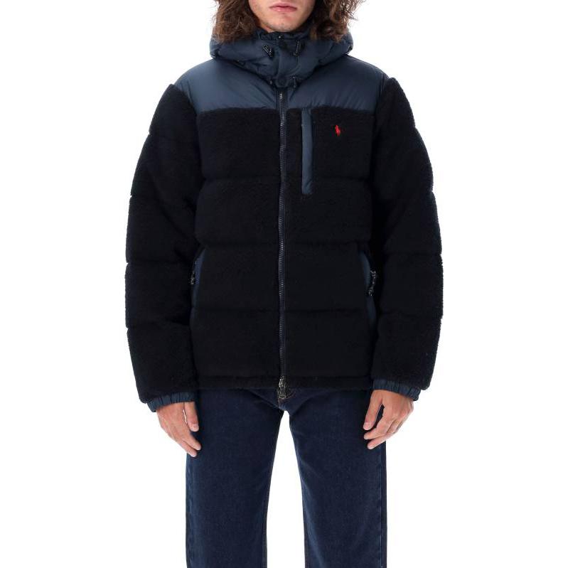 Shop Polo Ralph Lauren FW23 海軍藍徽章刺繡連帽羽絨外套 男款 MNPOOTW12820067-410