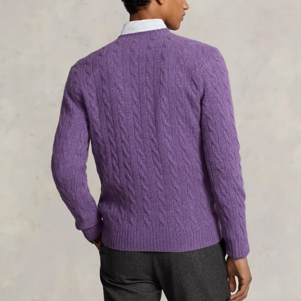 Polo Ralph Lauren FW23 Purple Cable Knit Sweater with Embroidered Logo - . MNPOSWE16821678-500 圖 5