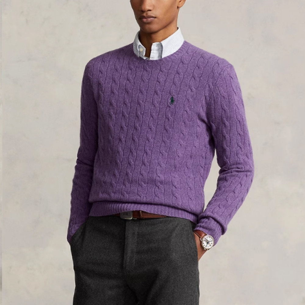 Polo Ralph Lauren FW23 Purple Cable Knit Sweater with Embroidered Logo - . MNPOSWE16821678-500 圖 6