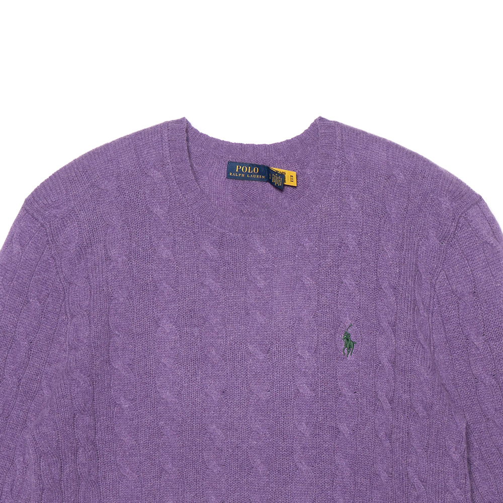 Polo Ralph Lauren FW23 Purple Cable Knit Sweater with Embroidered Logo - . MNPOSWE16821678-500 圖 9