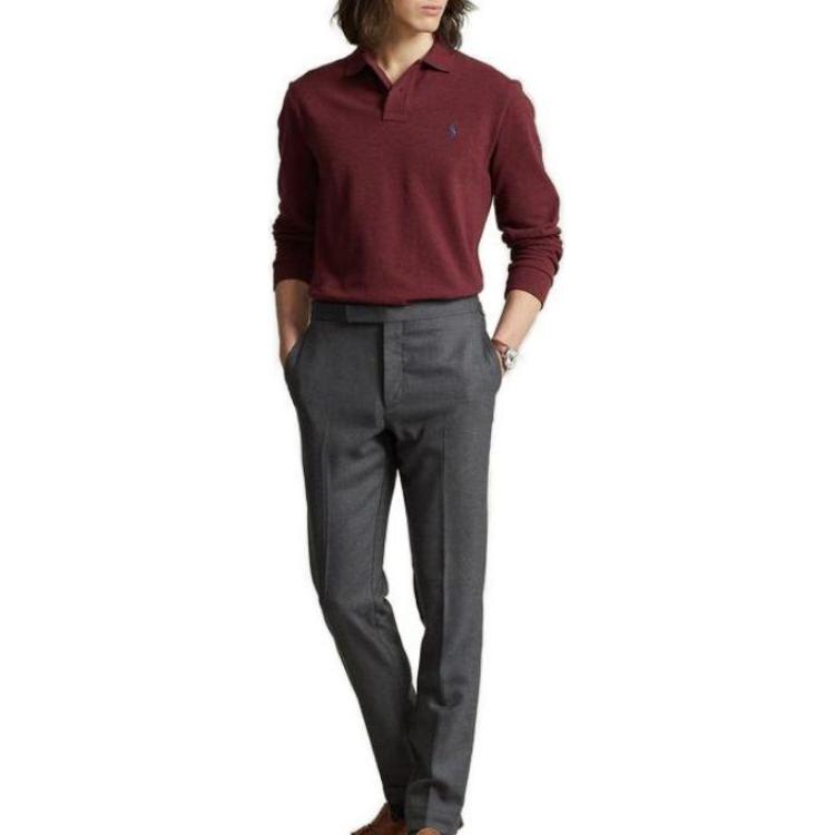 Polo Ralph Lauren FW23 Red Embroidered Logo Unisex Long Sleeve Polo Shirt. MNPOKNI16822560-600 圖 3