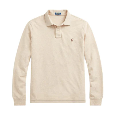 Polo Ralph Lauren FW23 Slim Fit Embroidered Pony Long Sleeve Polo Shirt Unisex Beige MNPOKNI16822278-020