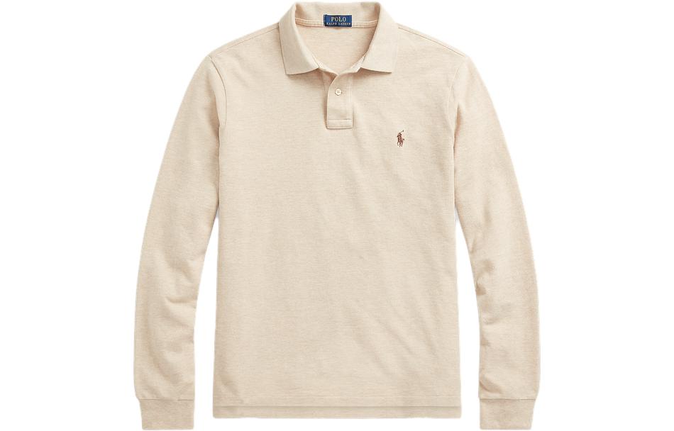 Order Polo Ralph Lauren FW23 修身刺繡馬標長袖POLO衫 男女同款 米色 MNPOKNI16822278-020