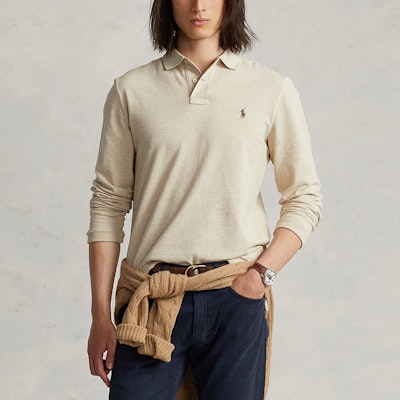Polo Ralph Lauren FW23 修身刺繡馬標長袖POLO衫 男女同款 米色 MNPOKNI16822278-020 Shop Polo Ralph Lauren FW23 修身刺繡馬標長袖POLO衫 男女同款 米色 MNPOKNI16822278-020