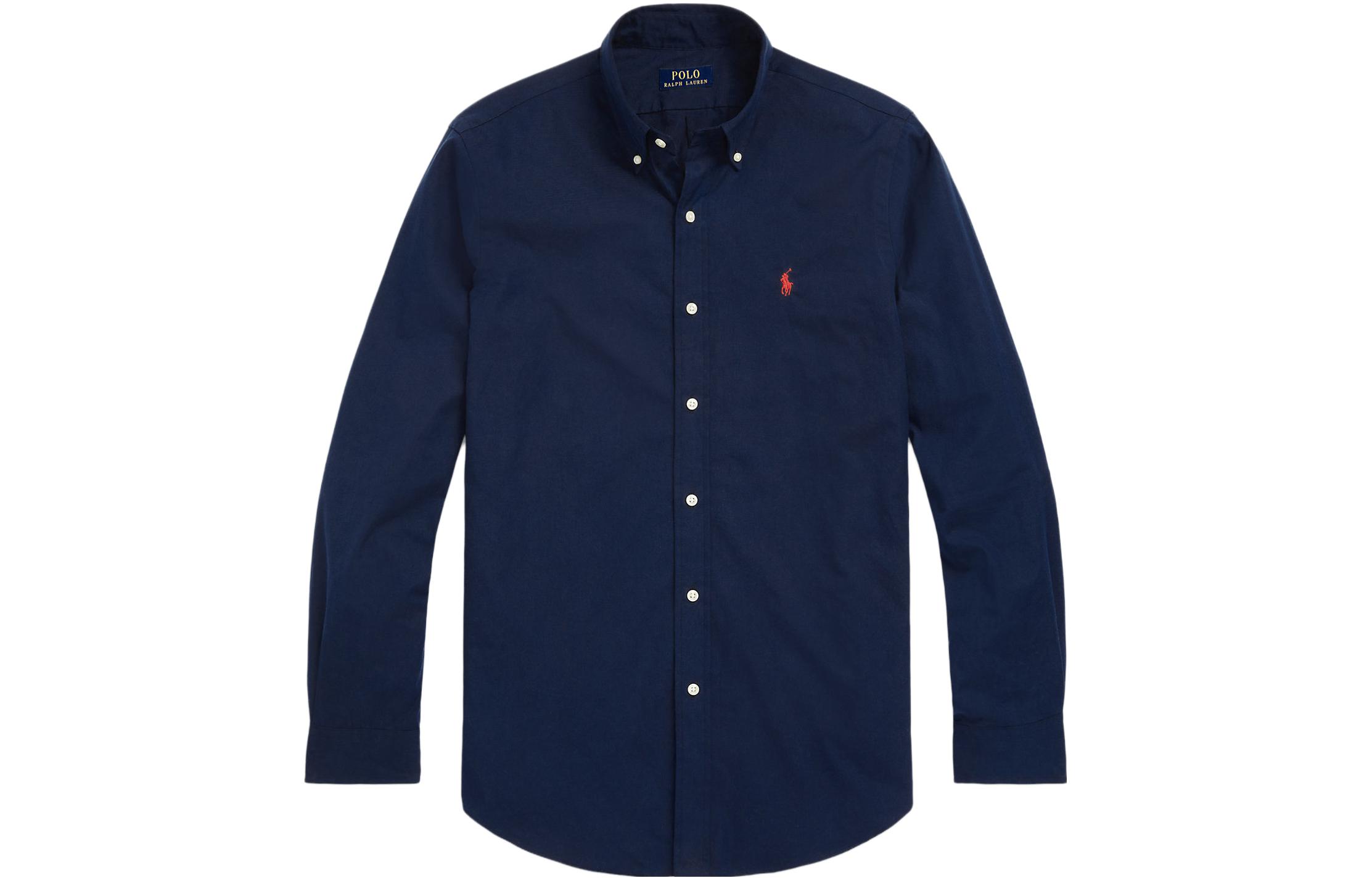 Polo Ralph Lauren FW23 Solid Color Logo Embroidered Navy Blue  Shirt. 710816538-001