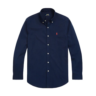 Polo Ralph Lauren FW23 Solid Color Logo Embroidered Navy Blue Shirt. 710816538-001