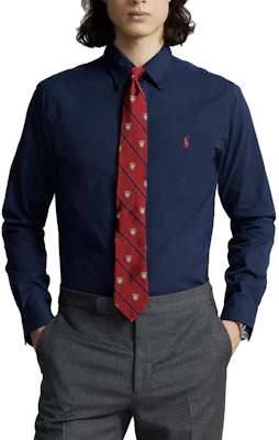 Polo Ralph Lauren FW23 Camisa Azul Marino Bordada Logo Color Sólido. 710816538-001 Lookbook Polo Ralph Lauren FW23 Camisa Azul Marino Bordada Logo Color Sólido. 710816538-001