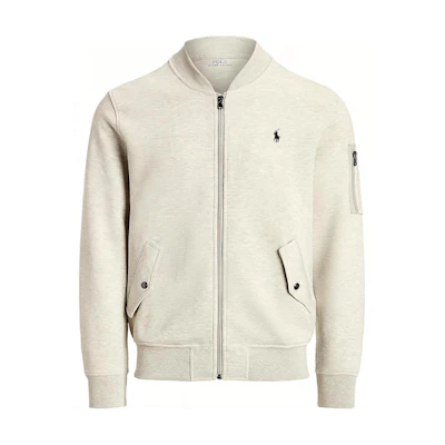 Polo Ralph Lauren FW23 Solid Logo Embroidered Zip Baseball Jacket Men Light Grey 710881521-005