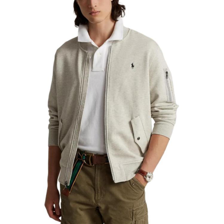 Lookbook Polo Ralph Lauren FW23 刺繡Logo拉鍊棒球外套 男士 淺灰色 710881521-005