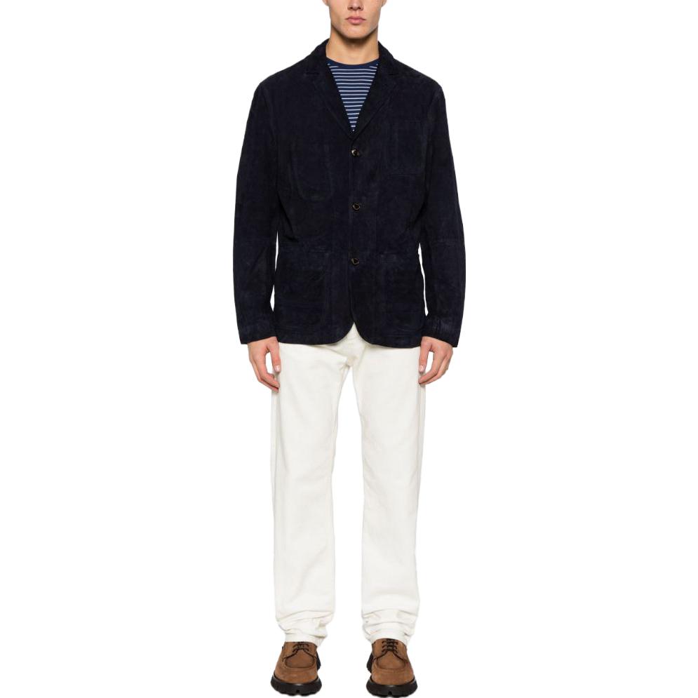 Lookbook Polo Ralph Lauren FW23 深藍色單排扣西裝外套長袖。 710907617-002