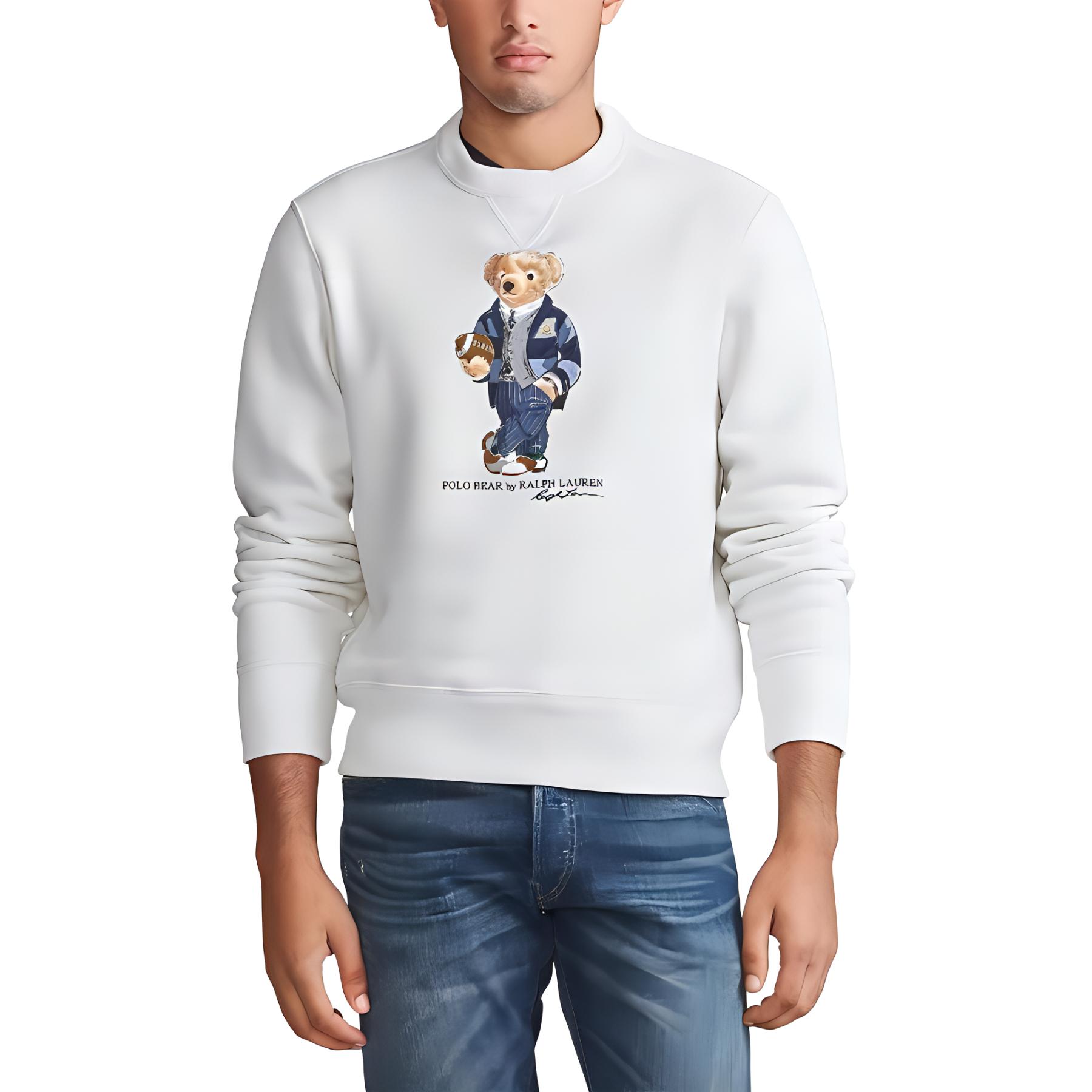 Polo Ralph Lauren FW23 White Rugby Bear Crewneck Fleece Sweatshirt MNPOKNI16820336-100 圖 3