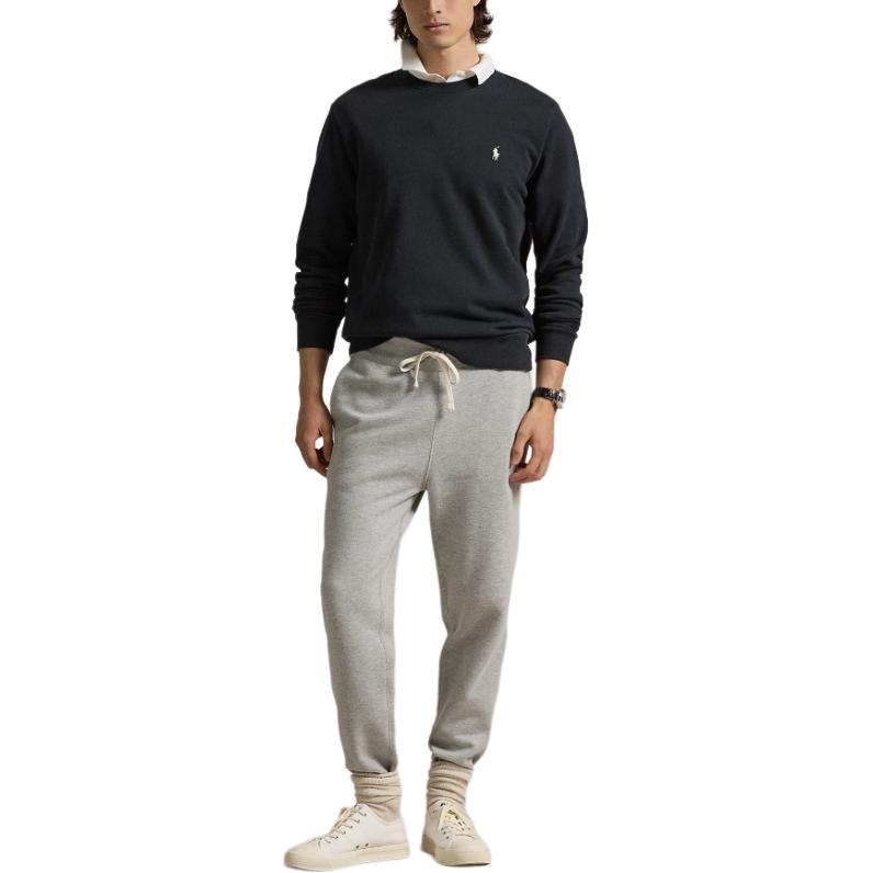 Lookbook ポロ ラルフローレン FW24 ブラック クルーネックスウェットシャツ 刺繍ポニーロゴ MNPOKNI16823979-001