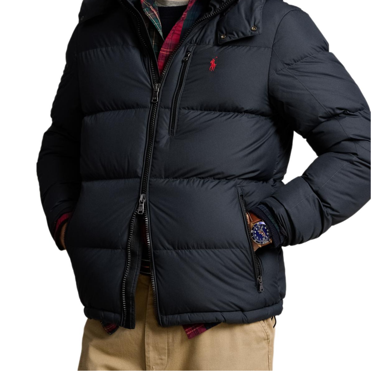 Lookbook Polo Ralph Lauren FW24 黑色拉鍊連帽羽絨外套 710940244-001