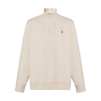 Polo Ralph Lauren FW24 Brown Logo Embroidered Half-Zip Pullover Sweatshirt. 710890534-032