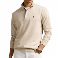 Purchase Polo Ralph Lauren FW24 Brown Logo Embroidered Half-Zip Pullover Sweatshirt. 710890534-032