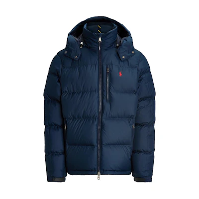 Polo Ralph Lauren FW24 Embroidered Zipped Hooded Down Jacket Navy Blue. 710940237-002