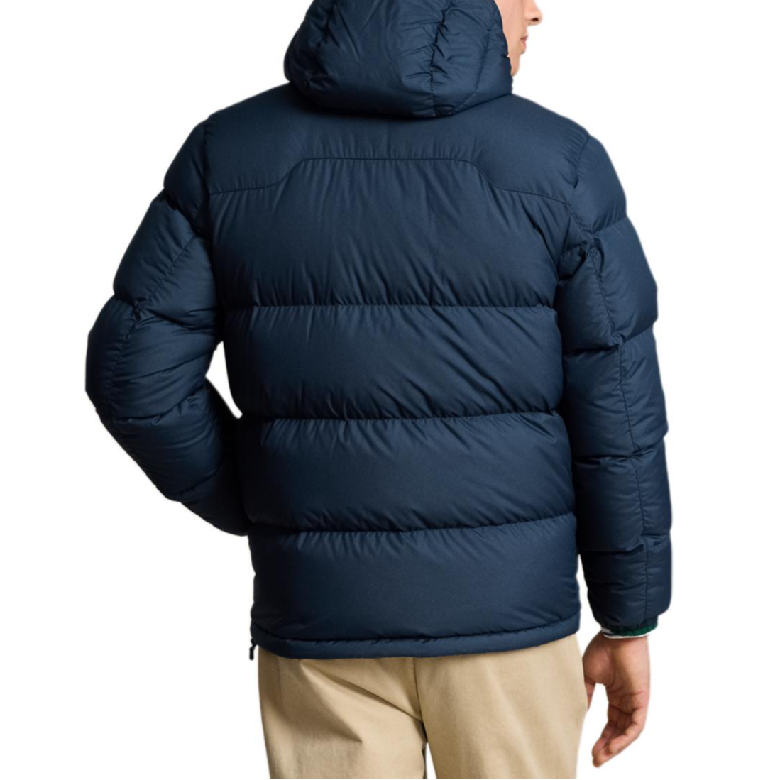 Shop 폴로 랄프로렌 FW24 자수 지퍼 후드 다운 자켓 네이비 블루 710940237-002