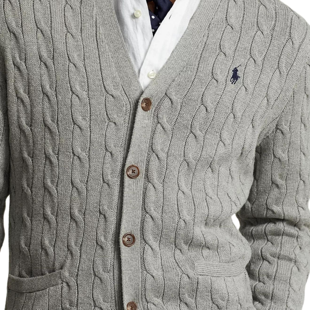 Details for 폴로 랄프로렌 FW24 회색 브이넥 가디건 포니 로고 자수. MNPOSWE16821739-020