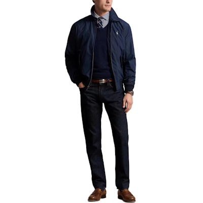 Chaqueta con cremallera Polo Ralph Lauren FW24 logo bordado azul marino sólido. 710938512-001 Lookbook Chaqueta con cremallera Polo Ralph Lauren FW24 logo bordado azul marino sólido. 710938512-001