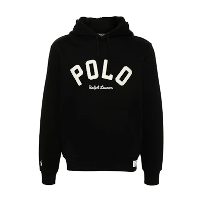 Polo Ralph Lauren FW24 Slim Fit Hoodie with Logo Graphic Print - Black 710952040-002
