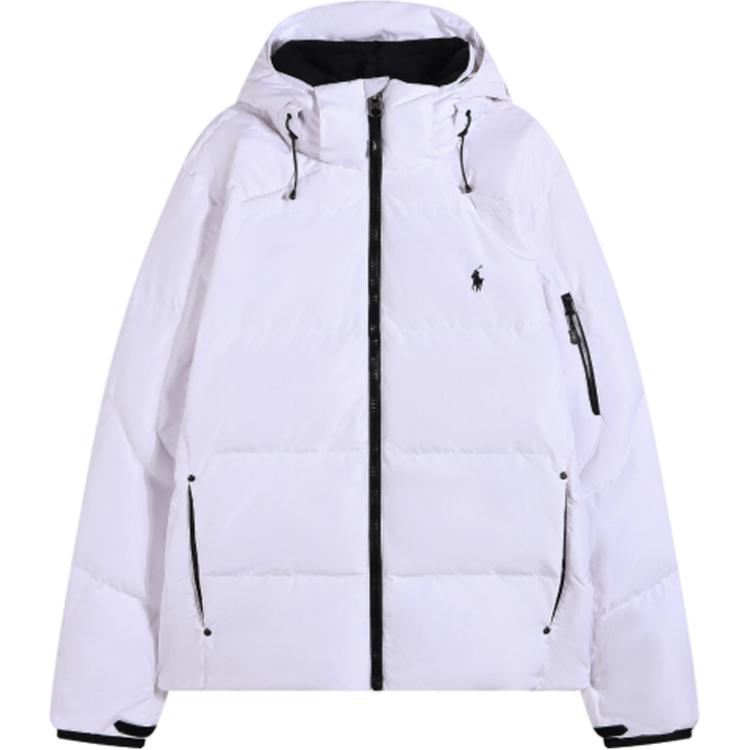 Polo Ralph Lauren FW24  White Down Jacket with Detachable Hood & Pony Logo. 710889959-006