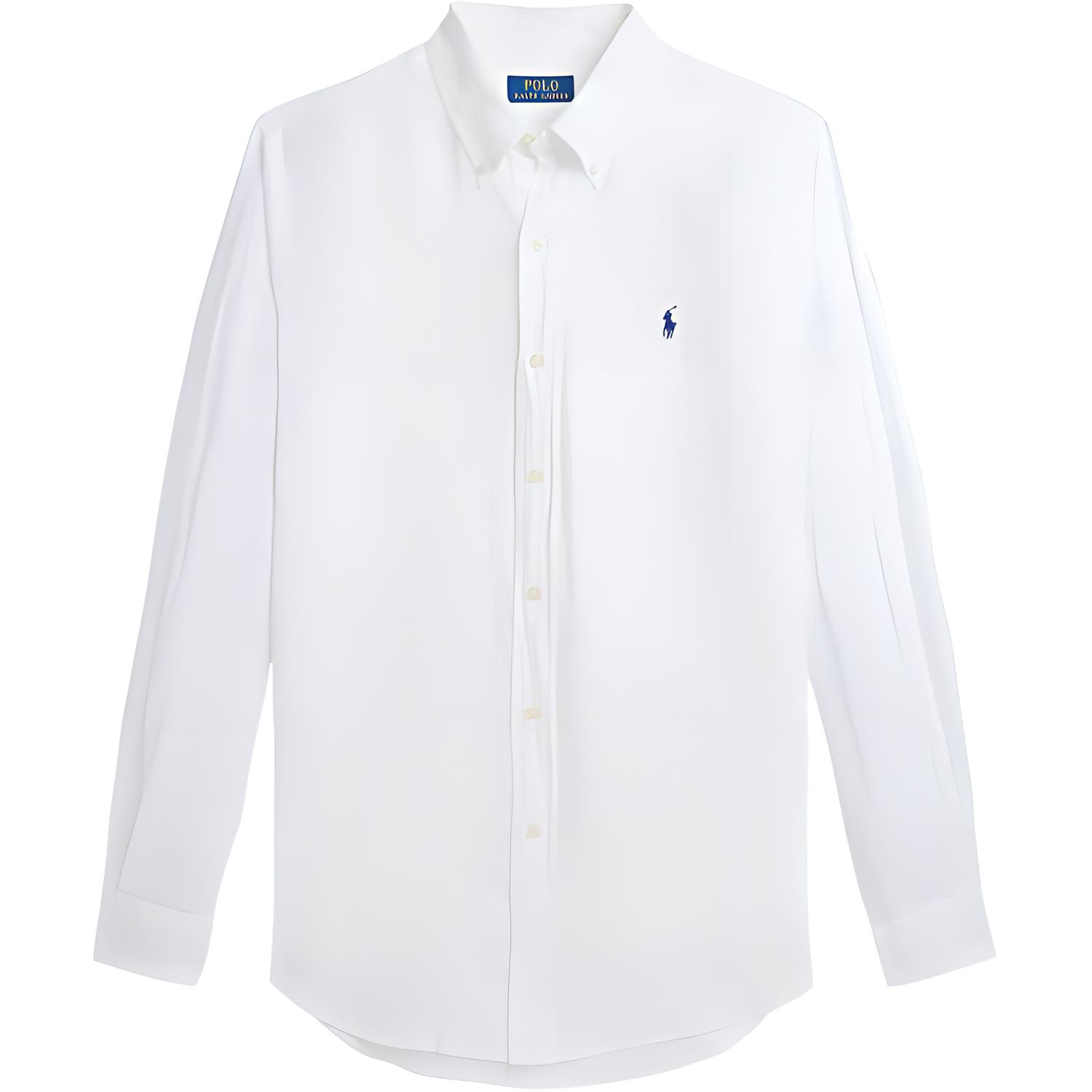 Polo Ralph Lauren FW24  White Linen Shirt with Logo Embroidery & Print. MNPOWOV16824146-100