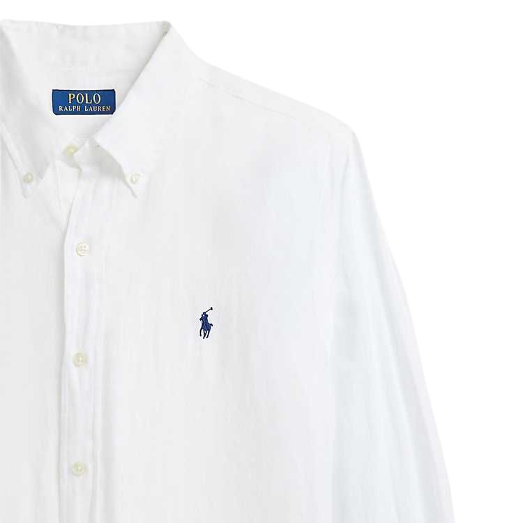 Polo Ralph Lauren FW24  White Linen Shirt with Logo Embroidery & Print. MNPOWOV16824146-100 圖 7