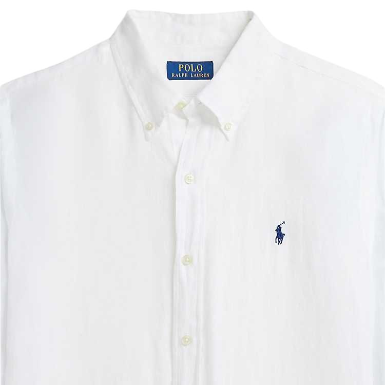 Polo Ralph Lauren FW24  White Linen Shirt with Logo Embroidery & Print. MNPOWOV16824146-100 圖 8
