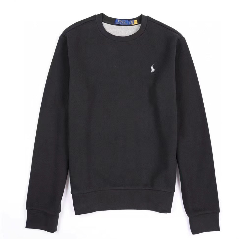 Polo Ralph Lauren FW24 Black Crewneck Sweatshirt with Pony Embroidery 710634932-012