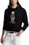 Shop Polo Ralph Lauren FW24 Hoodie Hitam Beruang Grafik dengan Fleece Lining MNPOKNI16821811