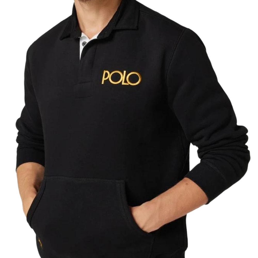 Polo Ralph Lauren FW24 Black Polo Collar Long Sleeve Fleece Sweatshirt MNPOKNI16823310-001 圖 3