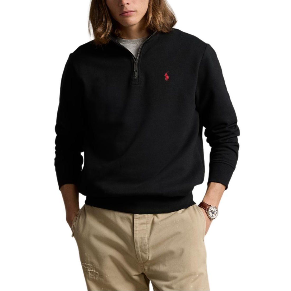 Polo Ralph Lauren FW24 Black Solid Long-Sleeve Half-Turtleneck Sweatshirt MNPOKNI16821701-001 圖 3