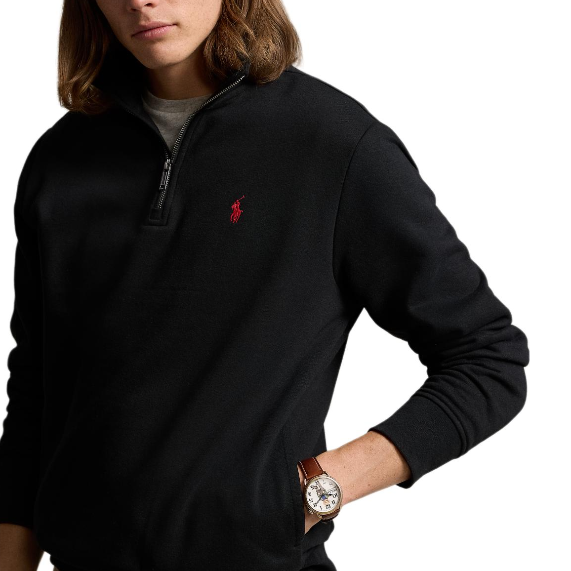 Polo Ralph Lauren FW24 Black Solid Long-Sleeve Half-Turtleneck Sweatshirt MNPOKNI16821701-001 圖 5