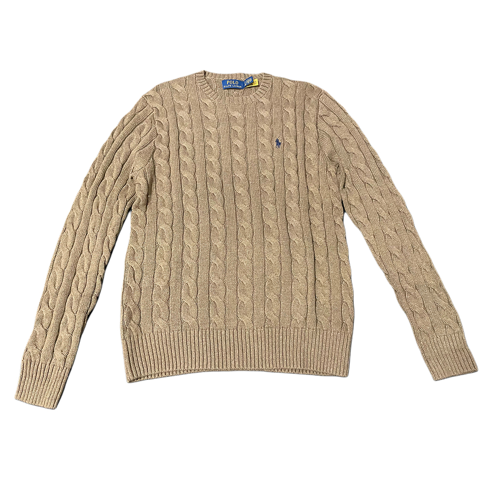 Polo Ralph Lauren FW24 Cable Knit Embroidered Pony Sweater Unisex Khaki. MNPOSWE16821865-200 圖 2