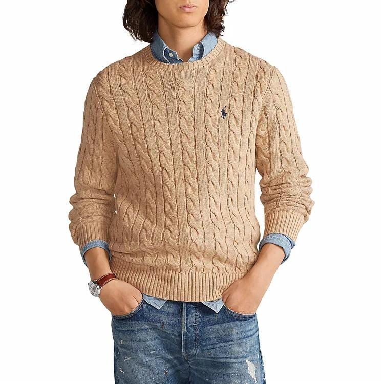 Polo Ralph Lauren FW24 Cable Knit Embroidered Pony Sweater Unisex Khaki. MNPOSWE16821865-200 圖 4
