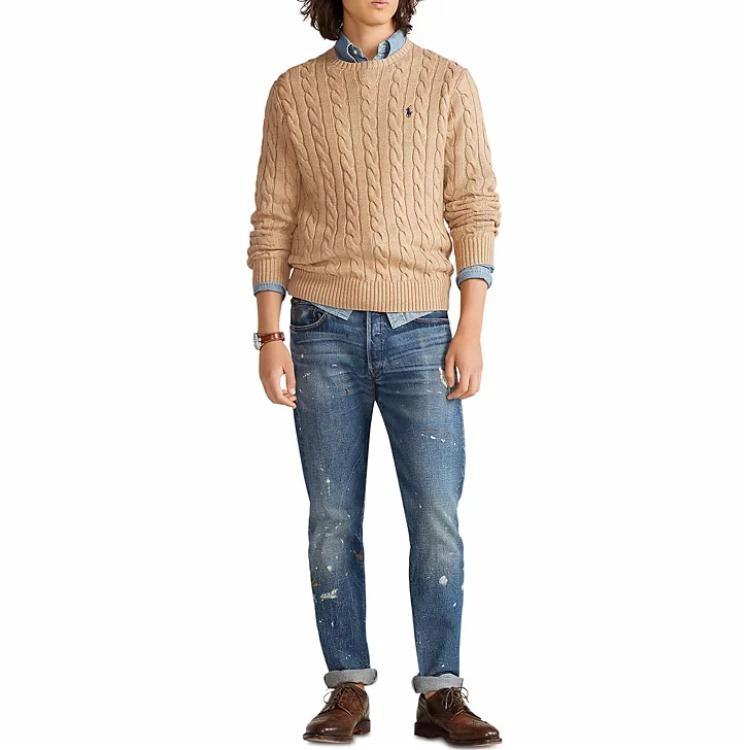 Polo Ralph Lauren FW24 Cable Knit Embroidered Pony Sweater Unisex Khaki. MNPOSWE16821865-200 圖 6