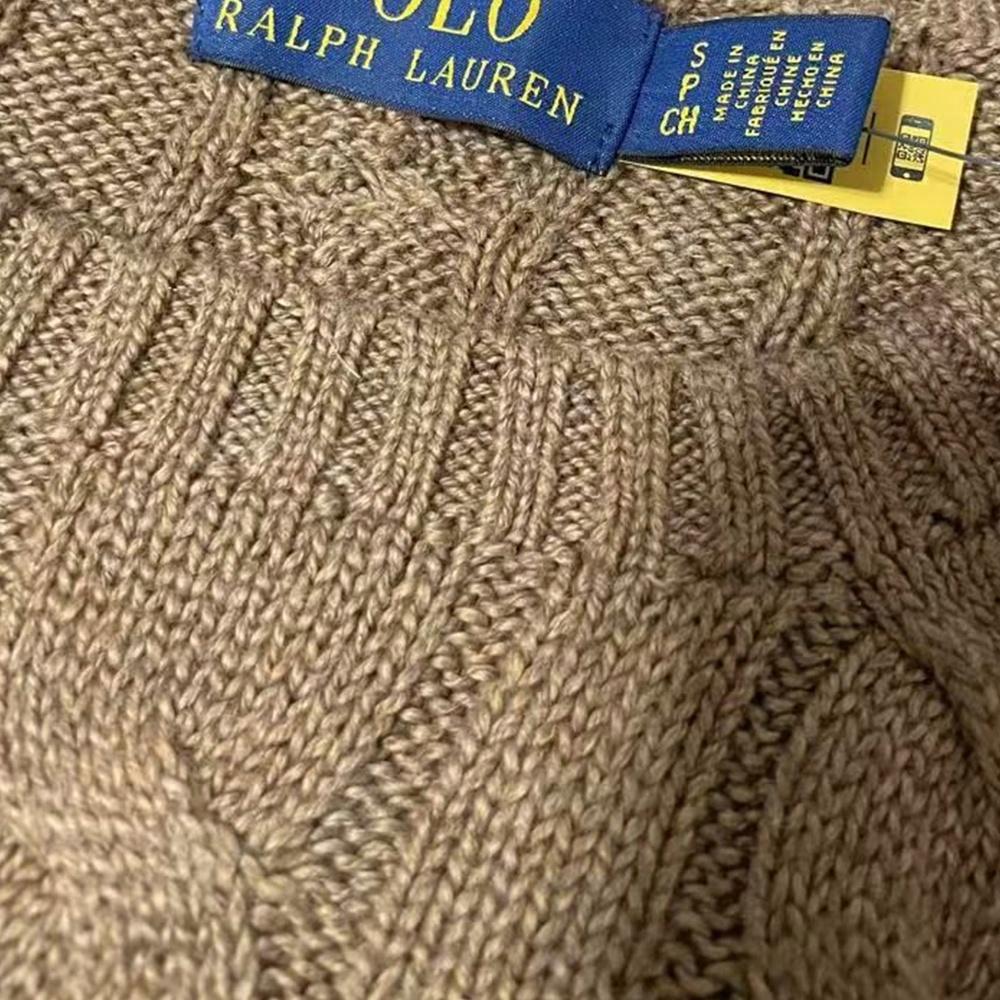 Polo Ralph Lauren FW24 Cable Knit Embroidered Pony Sweater Unisex Khaki. MNPOSWE16821865-200 圖 7