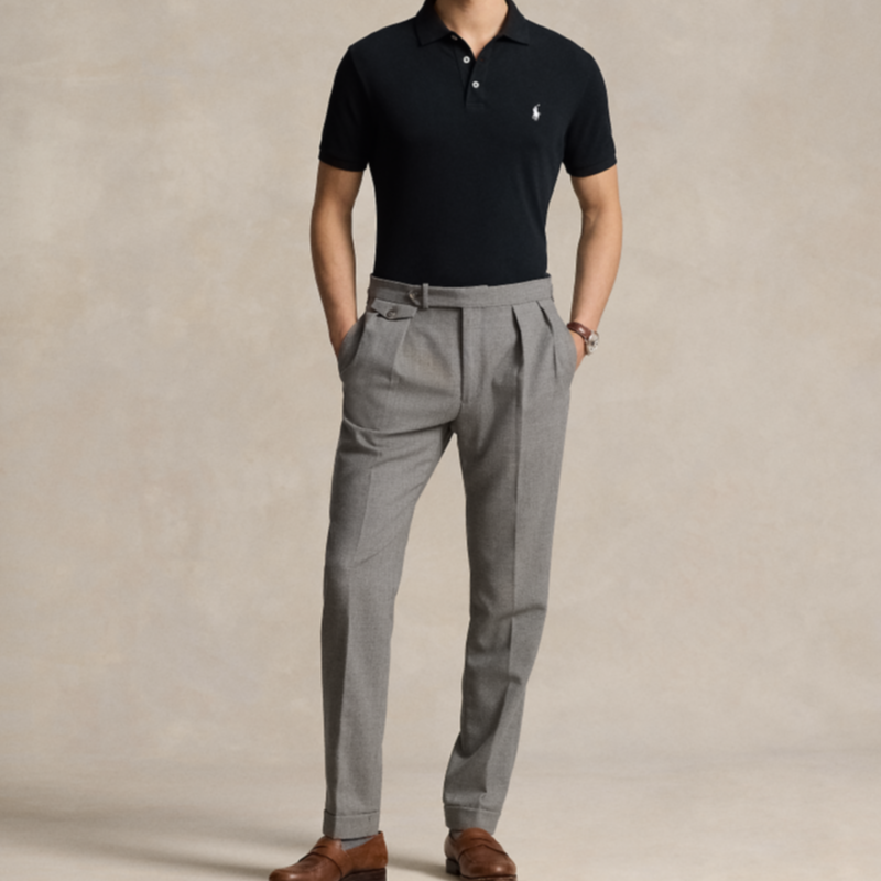 Lookbook Polo Ralph Lauren FW24 經典刺繡標誌修身版型黑色Polo衫 MNPOKNI1N822990-001