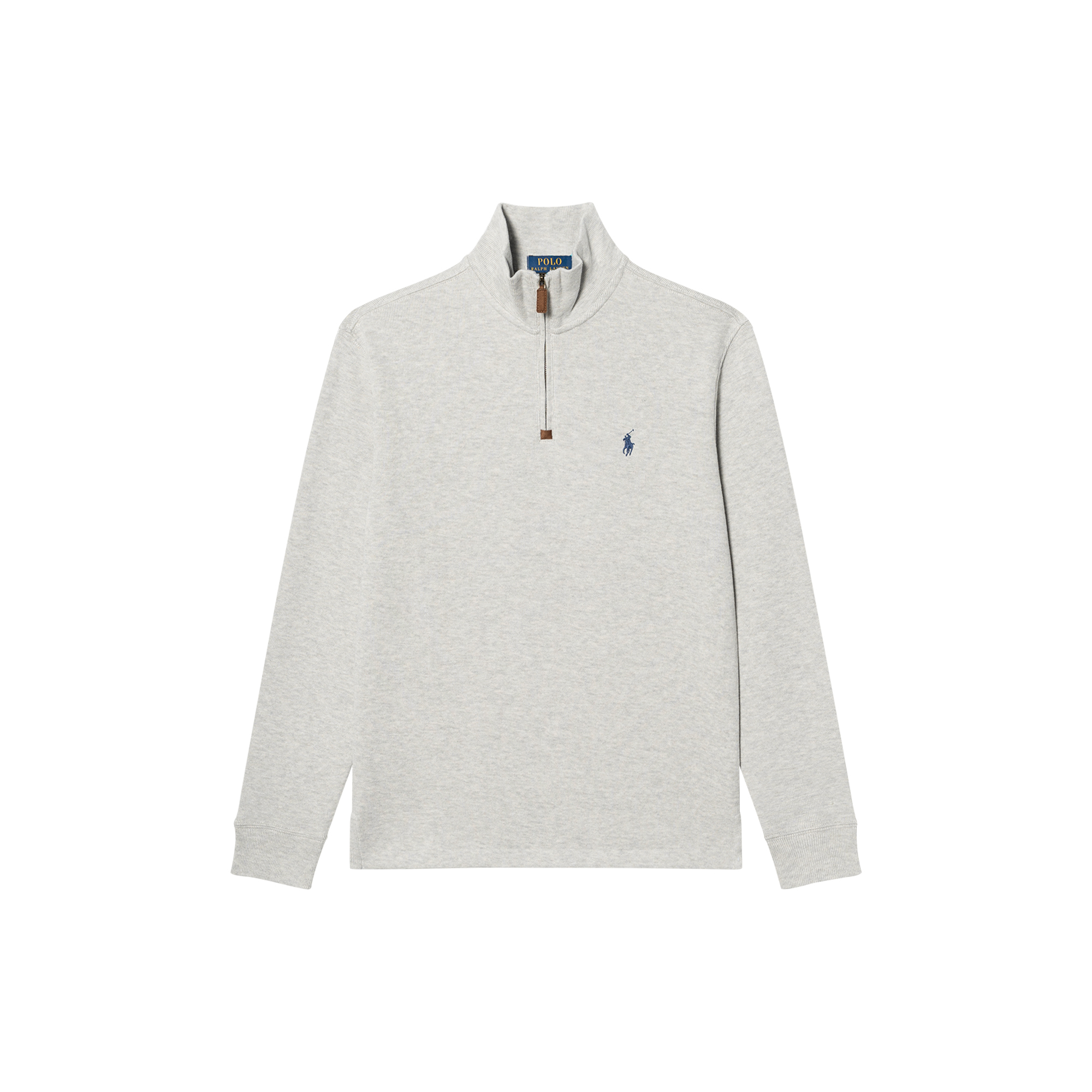 Polo Ralph Lauren FW24 Embroidered Logo Half-Zip Pullover Sweatshirt Light Grey 710635035-044