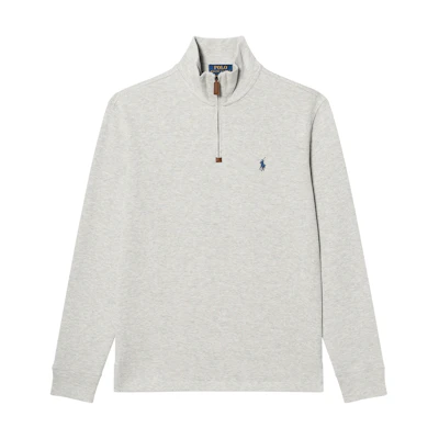 Polo Ralph Lauren FW24 Embroidered Logo Half-Zip Pullover Sweatshirt Light Grey 710635035-044