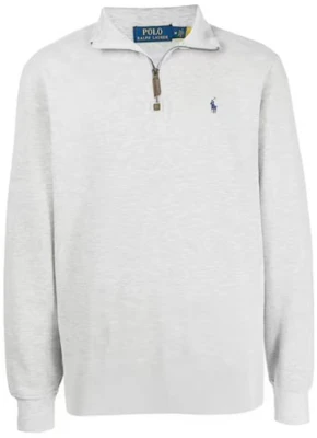 ポロラルフローレン FW24 刺繍ロゴ ハーフジップ プルオーバー スウェット ライトグレー 710635035-044 Order ポロラルフローレン FW24 刺繍ロゴ ハーフジップ プルオーバー スウェット ライトグレー 710635035-044