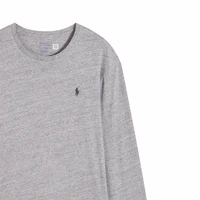 Shop Polo Ralph Lauren FW24 Grey Embroidered Pony Crewneck Long Sleeve T-Shirt Men. 710627433-002