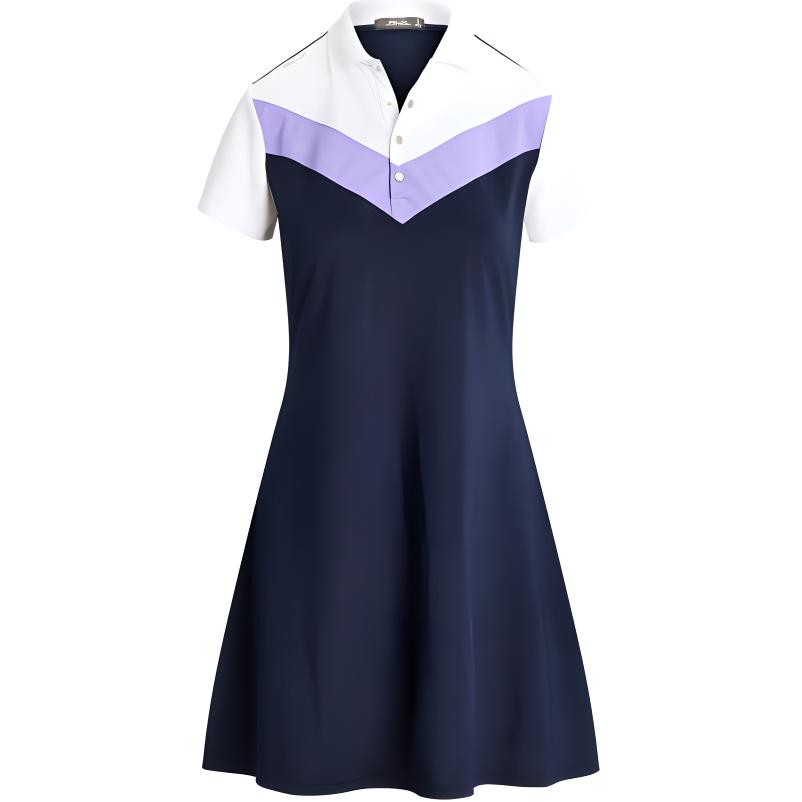 Order Polo Ralph Lauren FW24 女裝海軍藍人字紋中腰短款A字連衣裙 WMXGDRSN8E20029-410