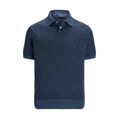 Polo Ralph Lauren FW24 Logo Embroidered Knit Short Sleeve Tee Men Navy Blue MNPGSWE1CM20023-400