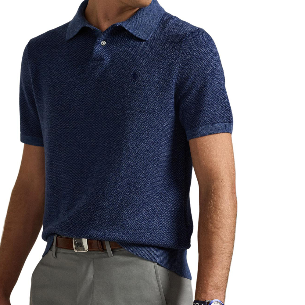 Lookbook Polo Ralph Lauren FW24 刺繡標徽短袖針織T恤 男款 海軍藍 MNPGSWE1CM20023-400