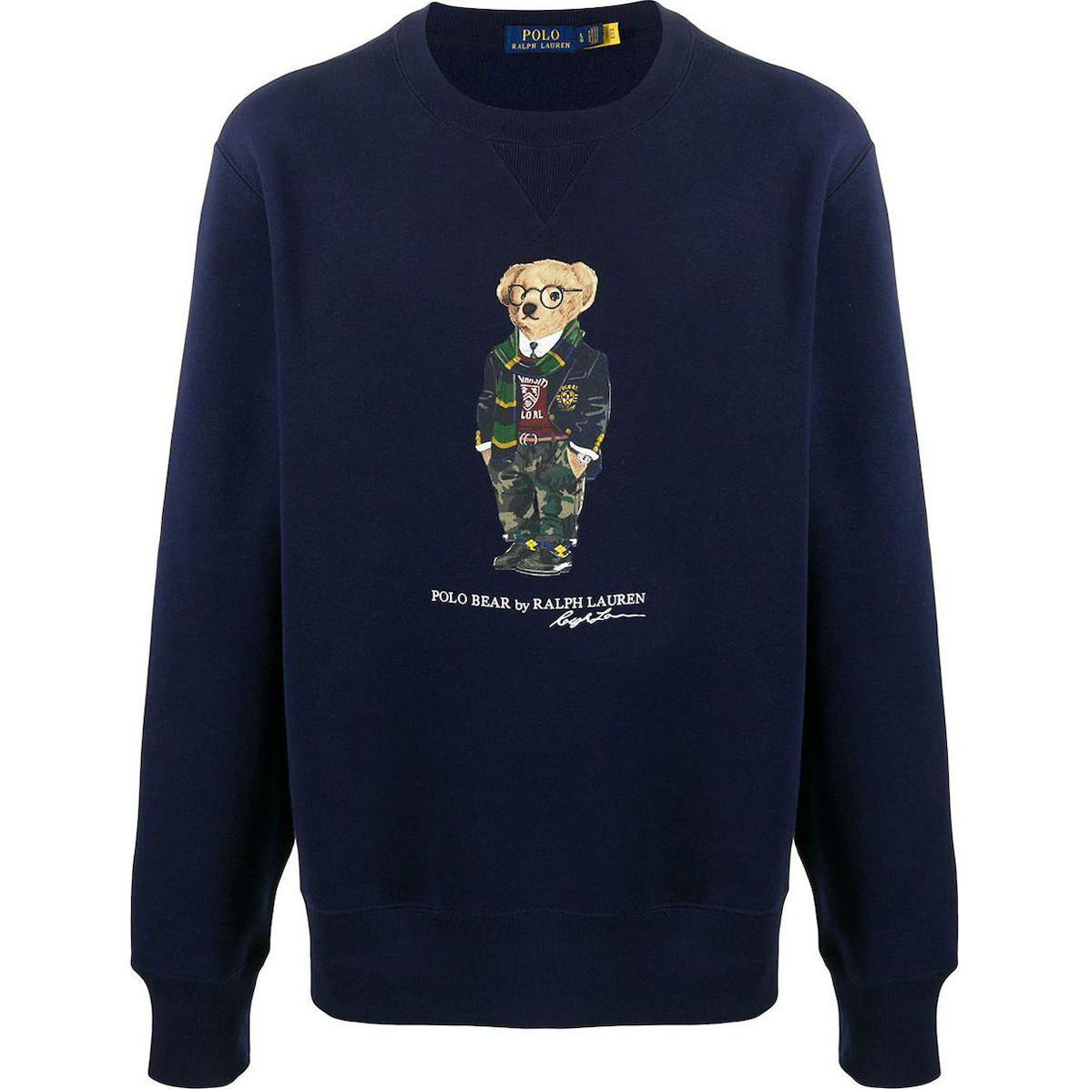 Polo Ralph Lauren FW24 Navy Bear Graphic Crewneck Fleece Sweatshirt MNPOKNI16821719-410