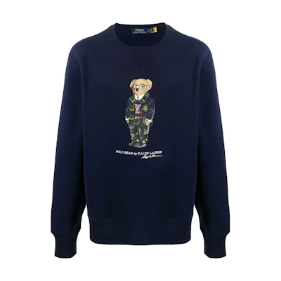 Polo Ralph Lauren FW24 Navy Bear Graphic Crewneck Fleece Sweatshirt MNPOKNI16821719-410